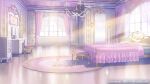  artist_name bed bedroom blanket cabinet chandelier cosmetics curtains day highres himeno_aimu indie_virtual_youtuber indoors muntins no_humans official_art painting_(object) pillow rug scenery stool sugawa_mako sunlight table vanity_table window 