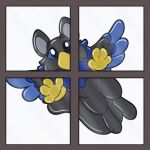 animate_inanimate avian beak black_body blue_eyes feathered_wings feathers gryphon inflatable living_inflatable mythological_avian mythological_creature mythology symrea telegram_sticker wings