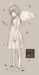  angel_wings character_name copyright_name haibane_renmei halo kippu monochrome rakka short_hair sketch solo wings 