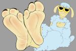 3_toes bovid caprine feet foot_focus hi_res humanoid_feet looking_at_viewer male mammal plantigrade sheep sheep_in_the_big_city simple_background soles solo toes vendetta892