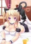  :q animal_ears arm_cuffs bad_id bad_pixiv_id bandeau bangs bare_shoulders bed bendy_straw between_breasts black_footwear black_skirt blonde_hair blush breasts cat_ears cat_hair_ornament cat_tail chest_of_drawers choker cleavage collarbone cup curtains drink drinking_glass drinking_straw eyebrows_visible_through_hair feet_up frilled_choker frilled_skirt frills glint hair_between_eyes hair_ornament hairclip hands_together heart high_heels indoors juice large_breasts licking_lips lime_slice long_hair looking_at_viewer lying maid midriff miniskirt mutsuba_fumi on_bed on_stomach orange_juice original pleated_skirt purple_eyes shoe_soles shoes sidelocks skirt smile solo strapless tail thighhighs tongue tongue_out tubetop twintails white_legwear window wrist_cuffs zettai_ryouiki 