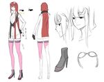  1girl alternate_color boots breasts breasts_apart character_sheet collarbone concept_art digimon digimon_story:_cyber_sleuth female flat_color gloves high_heels jewelry kuremi_kyouko long_hair necklace no_bra safety_belt simple_background smile solo sunglasses sunglasses_on_head very_long_hair 