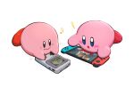  2others blue_eyes blush_stickers dual_persona game_boy gonzarez handheld_game_console highres king_dedede kirby kirby_(series) kirby_and_the_forgotten_land multiple_others nintendo_switch sweatdrop 