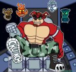 activision anthro big_breasts big_muscles big_pecs boots breasts bulge clothing crash_bandicoot_(series) crunch_bandicoot footwear fur huge_breasts huge_muscles hyper hyper_breasts hyper_muscles male male/male muscular pecs red_body red_fur smile smiling_at_viewer smirk smirking_at_viewer solo wulfblack