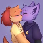  anthro blush canid canine canis catnap_(poppy_playtime) clothed clothing dogday_(poppy_playtime) domestic_cat domestic_dog duo eyes_closed felid feline felis hi_res jewelry kissing male male/male mammal mob_entertainment necklace poppy_playtime sil_lisss smiling_critters 