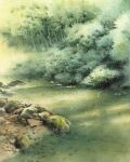  bush dappled_sunlight day forest grass highres leaf moss mud nature original painting_(medium) plant pond rock scenery shadow shimizu_megumi_(m_acquerello) sunlight traditional_media tree tree_shade water watercolor_(medium) 