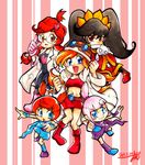  5girls ana ana_(warioware) ashley_(warioware) black_hair blue_eyes braid bride kat kat_(warioware) kat_ana mona mona_(warioware) multiple_girls nintendo omu_(sinsindan) orange_hair penny penny_(warioware) pink_hair simple_background thighhighs twin_braids wario_ware warioware 