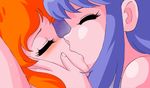  675_(image_675) 80s blue_hair caron_(rall) character_request close-up closed_eyes cream_lemon face hand_on_another's_face kiss multiple_girls oldschool orange_hair sf_choujigen_densetsu_rall yuri 