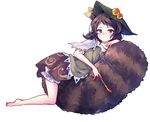  animal_ears brown_eyes brown_hair futatsuiwa_mamizou glasses leaf leaf_on_head pince-nez raccoon_ears raccoon_tail short_hair simple_background smile solo tail touhou uranaishi_(miraura) white_background 