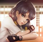  black_hair blue_eyes crossed_arms dragon_ball dragonball_z fingerless_gloves gloves looking_at_viewer low_twintails magion02 smile twintails videl 