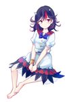  black_hair bow dress highres horns kijin_seija multicolored_hair red_eyes red_hair short_hair solo streaked_hair touhou uranaishi_(miraura) white_hair 