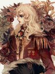  absurdres androgynous blonde_hair epaulettes highres long_hair oscar_francois_de_jarjayes sepia solo toothbird uniform versailles_no_bara 