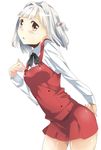  brown_eyes ew half_updo hidamari_sketch highres nazuna school_uniform short_hair silver_hair solo 