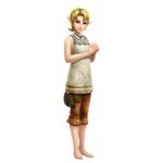 1girl 3d absurdres bag blonde_hair blue_eyes feet highres ilia lips looking_at_viewer official_art pointy_ears short_hair shorts smile the_legend_of_zelda the_legend_of_zelda:_twilight_princess twilight_princess zelda_musou 