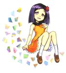  budou_(sktr210) dress higashikata_tsurugi jojo_no_kimyou_na_bouken jojolion male_focus nail_polish orange_dress origami otoko_no_ko paper_moon_king purple_eyes purple_hair red_nails solo stand_(jojo) traditional_media 