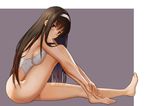  barefoot blush bottomless breasts brown_hair hairband kasumigaoka_utaha large_breasts legs long_hair long_legs red_eyes saenai_heroine_no_sodatekata seinen sideboob sitting smile solo swimsuit 