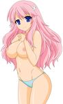  1girl absurdres areolae artist_request baka_to_test_to_shoukanjuu bare_midriff blue_eyes breasts busty censored cleavage female hair_ornament hairclip highres himeji_mizuki hips legs long_hair looking_at_viewer mound_of_venus navel nipples nude nude_filter open_mouth photoshop pink_hair pussy smile solo standing thighs tongue transparent_background vector_trace 
