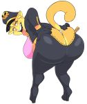  2018 anthro big_breasts big_butt breasts butt cat clothing feline female gloves hat jacket leather_pants lilly_(vimhomeless) looking_back mammal solo thong vimhomeless 