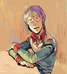  1boy freckles gundam kai_shiden male_focus military_uniform mobile_suit_gundam purple_hair solo uniform utaco 