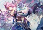  angel_wings archangel_metatron_(p&amp;d) breasts cleavage highres long_hair medium_breasts pink_hair puzzle_&amp;_dragons shadowsinking solo wings 