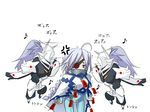  ahoge blazblue eyepatch greyscale hakumen hatsuka long_hair mask monochrome musical_note nu-13 ofuda red_eyes white_hair 