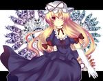  bad_id bad_pixiv_id blonde_hair breasts cleavage elbow_gloves gloves hat long_hair medium_breasts one_eye_closed ribbon solo touhou uranaishi_(miraura) white_gloves yakumo_yukari 