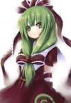  front_ponytail green_eyes green_hair hair_ribbon highres hiraga_matsuri kagiyama_hina ribbon solo touhou 