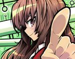  aisaka_taiga brown_eyes brown_hair foreshortening hands long_hair pointing profile school_uniform solo tom_(drpow) toradora! 