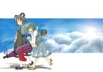  aki_(akikaze_asparagus) animal_ears basket blue_hair geta grey_hair jewelry karakasa_obake mouse_ears mouse_tail multiple_girls nazrin pendant purple_umbrella red_eyes sandals short_hair tail tatara_kogasa tears tongue touhou umbrella 