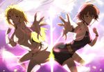  ahoge awakened_miki blonde_hair blush brown_hair dual_persona foreshortening hoshii_miki idolmaster idolmaster_(classic) maruwa_tarou multiple_girls 