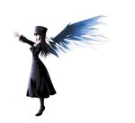  amamiya_yuuko bad_id bad_pixiv_id blue_hair closed_eyes ef fs hat long_hair simple_background solo wings 
