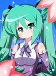 detached_sleeves gothic_(module) green_eyes green_hair hatsune_miku headset highres long_hair oborotsuki_kakeru project_diva project_diva_(series) ribbon solo twintails vocaloid 