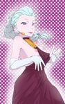  1girl :p blue_hair braid death_parade dress earrings elbow_gloves flashing gloves jewelry long_hair looking_at_viewer nipples nona_(death_parade) purple_eyes single_braid small_breasts solo white_hair 