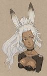  animal_ears bad_deviantart_id bad_id breasts bunny_ears choker cleavage dark_skin eyebrows final_fantasy final_fantasy_xii fran lips long_hair medium_breasts ponytail red_eyes silver_hair solo upper_body viera whistle_frog 