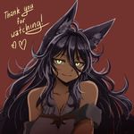  animal_ears bare_shoulders black_hair breasts character_request cleavage cloud_kingdom fox_ears large_breasts original pas_(paxiti) shade slit_pupils solo thank_you yellow_eyes 