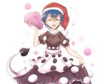  blob blue_hair blush doremy_sweet dream_soul hat nightcap pom_pom_(clothes) sanzuri smile solo tail tapir_tail touhou 