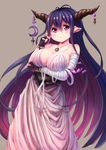  antenna_hair breasts crescent danua draph fingerless_gloves gloves granblue_fantasy horn_ornament horns large_breasts long_hair pointy_ears red_eyes solo very_long_hair yamada_(sakuma_drops) 