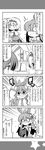  3girls 4koma alice_margatroid animal_ears bunny_ears comic commentary_request greyscale hair_ornament hairband hairclip highres kochiya_sanae long_hair long_sleeves monochrome multiple_girls open_mouth reisen_udongein_inaba short_hair tears touhou wavy_mouth wide_sleeves yuuki._(limit) 