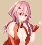  bare_shoulders breasts center_opening cleavage detached_sleeves elbow_gloves fingerless_gloves gloves guilty_crown hair_ornament hairclip long_hair looking_at_viewer open_mouth pink_hair red_eyes ryosu solo twintails yuzuriha_inori 