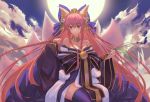  animal_ears cleavage fate/grand_order japanese_clothes lucid_sky tail tamamo_no_mae 