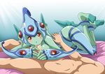  1boy 1girl bare_shoulders bed breasts digimon female monster_girl nude oral palcomix penis ranamon uncensored 