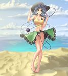  adapted_costume alternate_costume alternate_hair_length alternate_hairstyle armpits bare_shoulders barefoot beach blue_sky bow breasts cleavage cloud covered_nipples crop_top day eyeball food frills full_body green_eyes grin hat hater_(hatater) highres komeiji_koishi large_breasts long_hair long_legs looking_at_viewer midriff nail_polish navel non-web_source ocean older outdoors panties pantyshot pigeon-toed popsicle sand silver_hair skirt sky sleeveless smile solo standing string third_eye toenail_polish toned touhou underwear upskirt water wavy_hair white_panties 