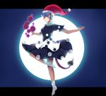  absurdres azuzatori blob blue_hair closed_eyes doremy_sweet dream_soul dress full_moon hat highres moon nightcap pom_pom_(clothes) short_sleeves socks solo tail tapir_tail touhou 