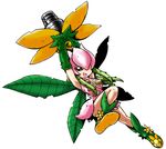  1girl boots breasts cannon digimon fairy fairy_wings female flower legs lillymon long_hair n36hoko solo vines wings 
