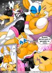  angry big_breasts blush breasts butt camel_toe comic crossover digimon digimon_(species) fight natsumetalsonic nipples renamon rouge_the_bat shocked sonic_(series) spanish text translation_request 