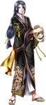  alternate_costume androgynous full_body japanese_clothes jirou_tachi kimono long_hair low-tied_long_hair male_focus official_art sandals solo standing tomida_tomomi touken_ranbu transparent_background yellow_eyes 