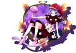  absurdres blob blue_eyes blue_hair book doremy_sweet dream_soul dress highres ko_kita purple shadow short_hair socks solo tail tapir_tail touhou 