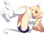  blonde_hair cat_ears feet gym_uniform long_hair nel-c socks tagme tail tongue white_legwear 
