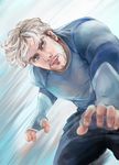  avengers avengers:_age_of_ultron beard blue_eyes facial_hair fonin grey_hair highres male_focus marvel pietro_maximoff quicksilver realistic solo sweater 