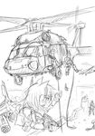  aircraft animal_ears assault_rifle car-15 dakku_(ogitsune) gatling_gun gloves greyscale ground_vehicle gun headgear helicopter holding holding_gun holding_weapon m134_minigun m4_carbine military military_vehicle minigun monochrome motion_blur motor_vehicle multiple_girls propeller rifle rocket_launcher rooftop rope soldier strike_witches_1991 striker_unit tail tank uh-60_blackhawk uniform weapon world_witches_series 